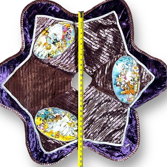 VTG Handmade Tree Skirt Christmas Holiday Children Winter Star Purple Velvet - Picture 6 of 9